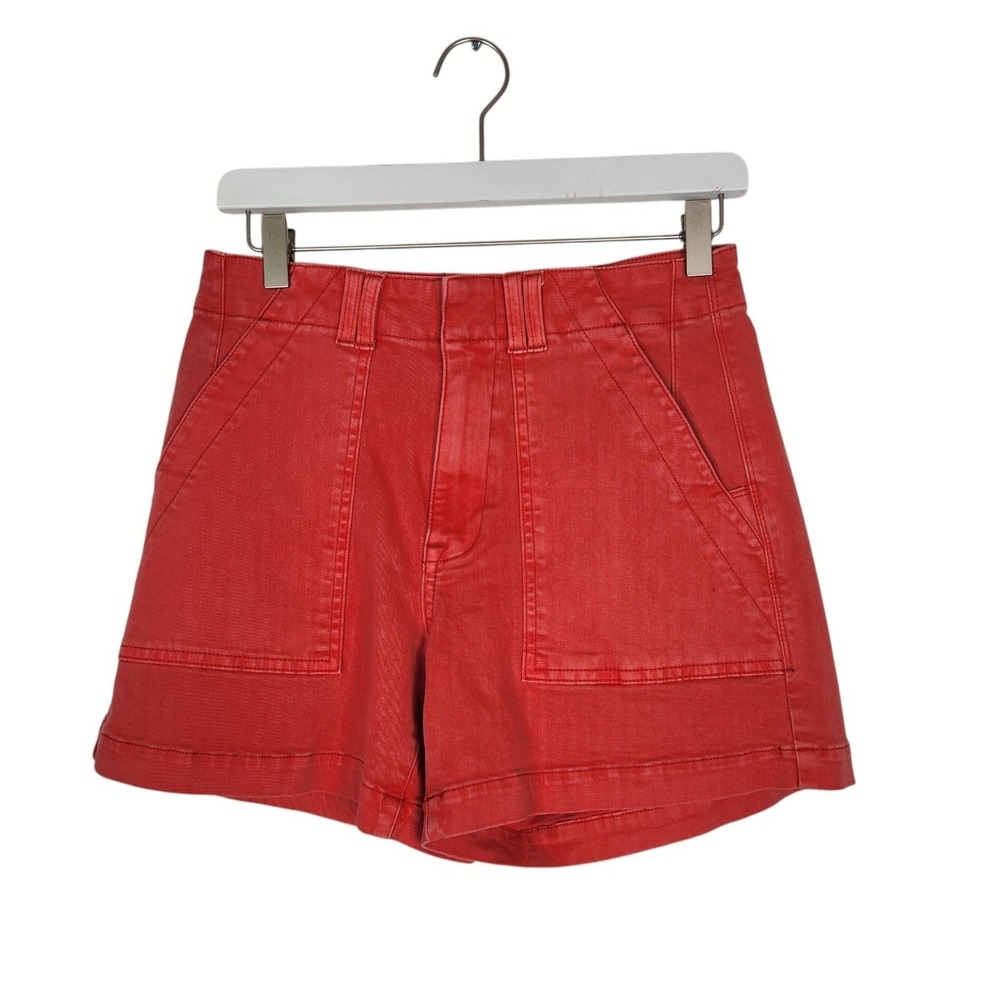 PISTOLA Marissa Short Shorts Womens 25 Red Cherry High Rise Utility Twill